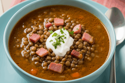 Bowl Of Lentil Soup With Ham