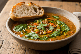 Bowl Of Spinach Lentil Soup