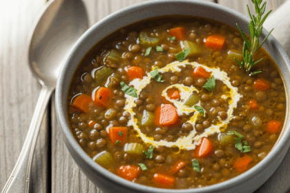Bowl Of Lentil Soup With Carrots
