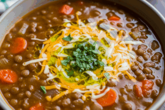 Bowl Of Lentil Soup With Cheese