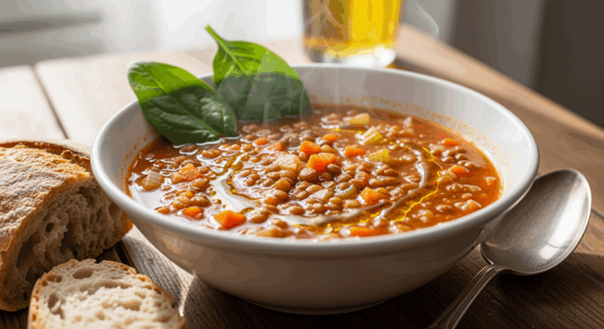 Hearty Lentil Soup With Spinach