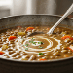 Bowl Of Lentil Soup With Cream