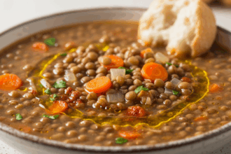 Traditional Lentil Soup In Bowl