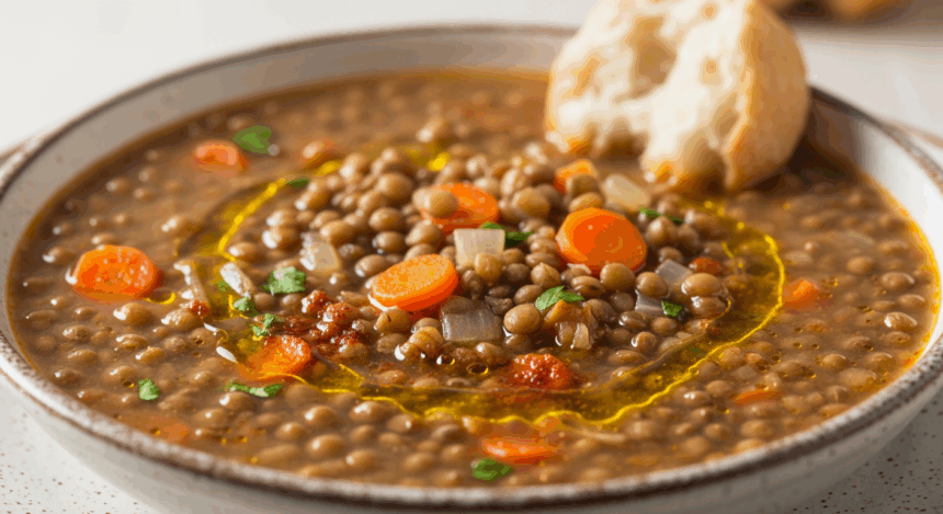 Traditional Lentil Soup In Bowl