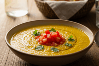 Yellow Lentil Soup With Tomatoes