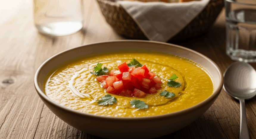 Yellow Lentil Soup With Tomatoes