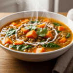 Sweet Potato Lentil Soup In Bowl
