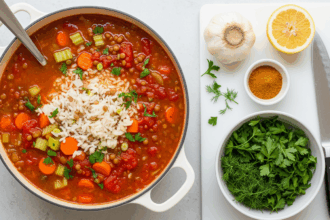 Mediterranean Lentil Soup With Rice