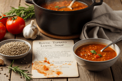 Rustic Tomato Lentil Soup Recipe