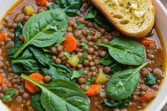 Lentil Soup With Spinach Leaves