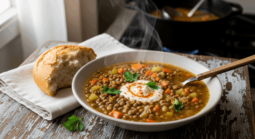 Homemade Lentil Soup Cooking