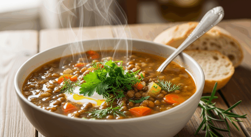 Homemade Lentil Soup With Herbs