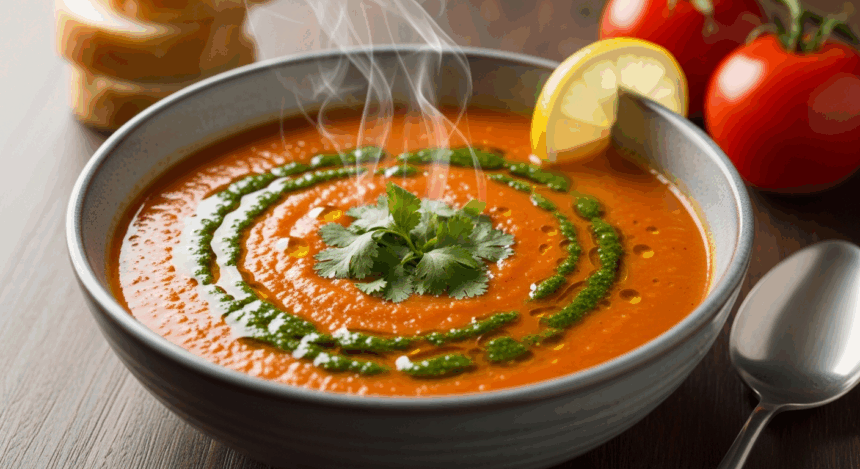Zesty Red Lentil Tomato Soup