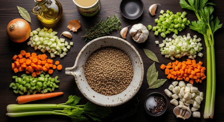 Traditional Lentil Soup Ingredients