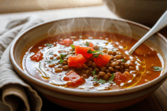 Bowl Of Lentil Soup With Tomatoes
