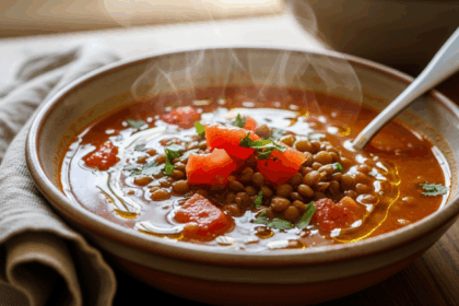 Bowl Of Lentil Soup With Tomatoes