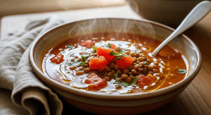 Bowl Of Lentil Soup With Tomatoes