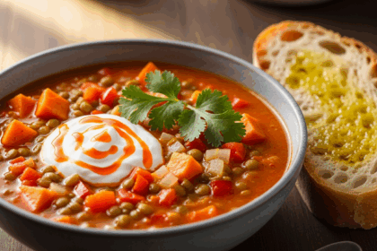 Spicy Sweet Potato Lentil Soup