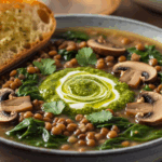 Spinach Lentil Mushroom Soup