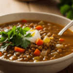 Bowl Of Lentil Soup With Parsley