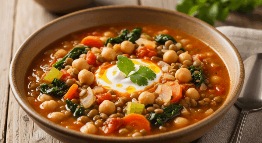 Vegetarian Chickpea Lentil Soup