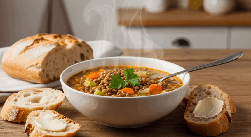 Hearty Lentil Soup With Bread