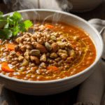 Bowl Of Lentil Soup With Nuts