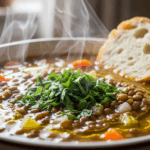 Lentil Soup With Parsley Garnish