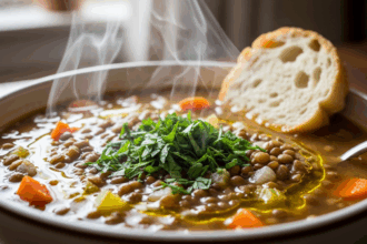 Lentil Soup With Parsley Garnish