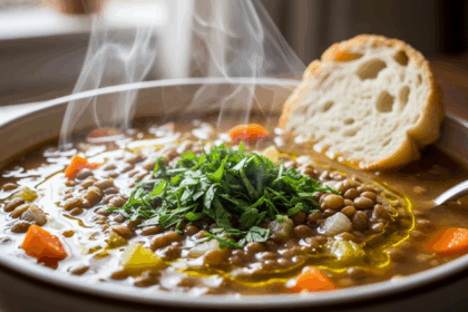 Lentil Soup With Parsley Garnish