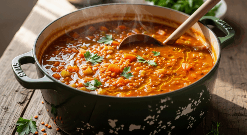 Lentil Soup In Pot