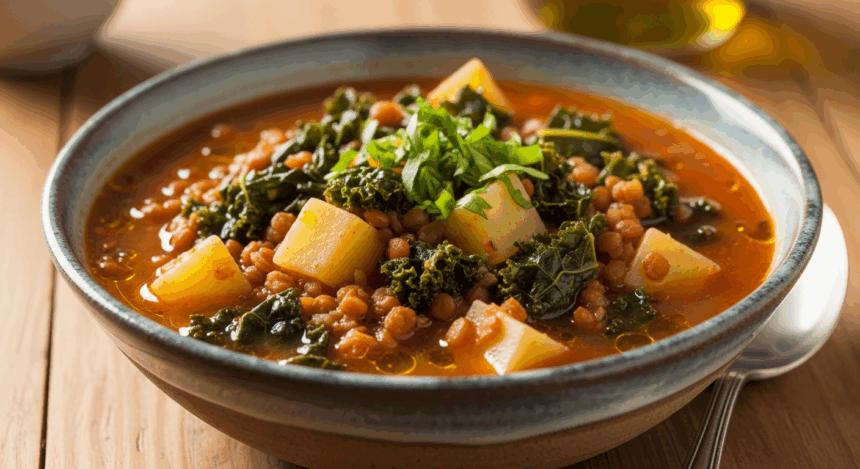 Vegan Potato Kale Lentil Soup