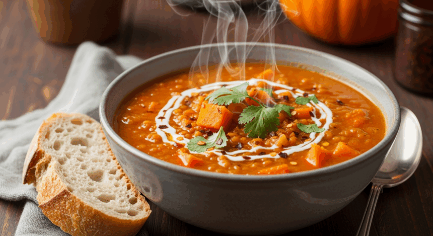 Spicy Pumpkin Lentil Soup