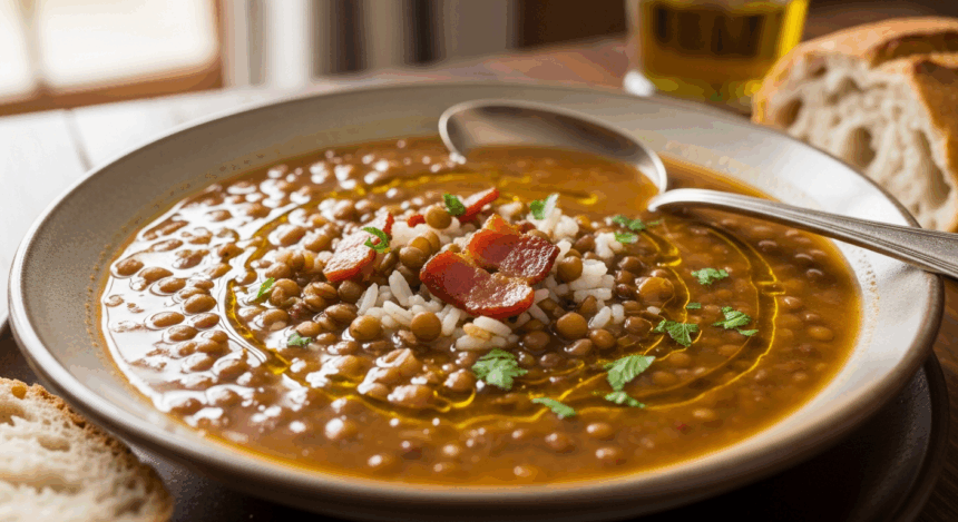 Lentil Soup With Rice And Bacon
