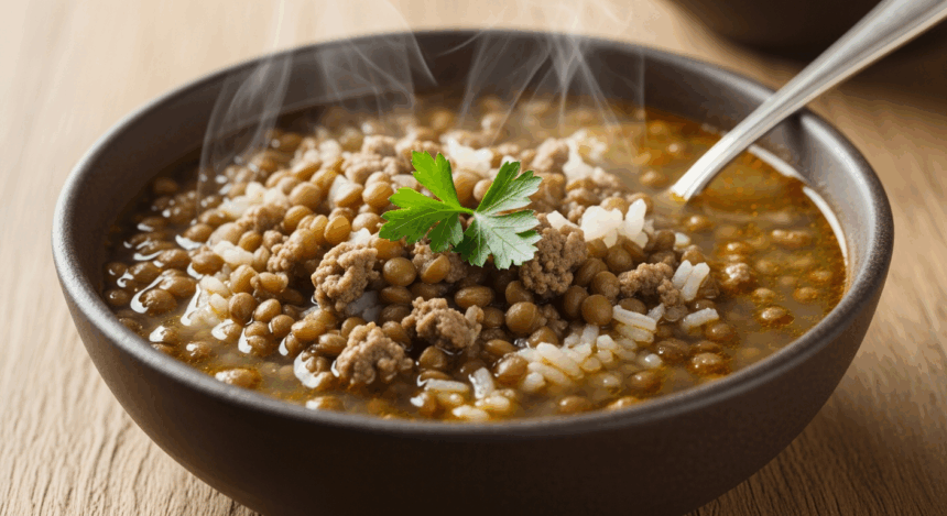 Lentil Soup With Ground Beef And Rice