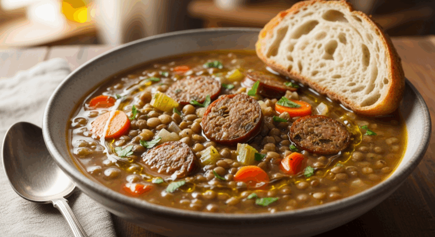 Homemade Lentil Soup With Sausage