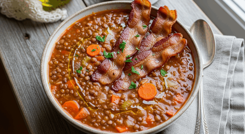 Homemade Lentil Soup With Bacon