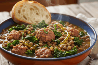 Hearty Sausage Lentil Kale Soup