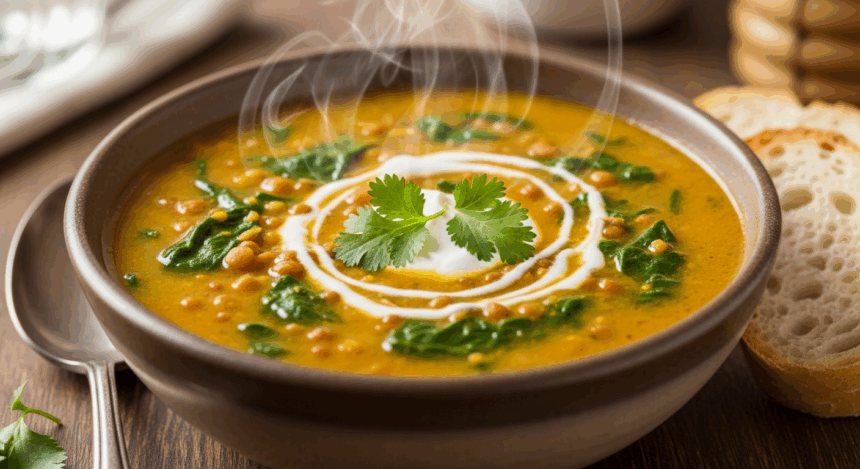 Curried Spinach & Lentil Soup