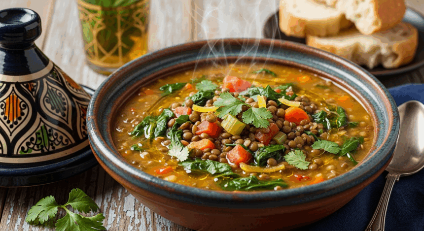 Moroccan Lentil & Spinach Soup