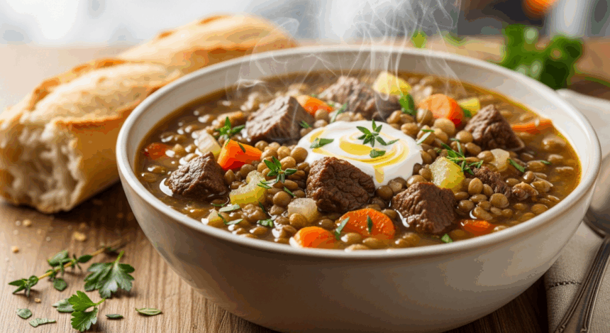 Wintery French Lentil Soup With Beef
