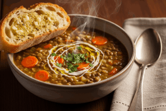 Traditional Lentil Soup With Bread