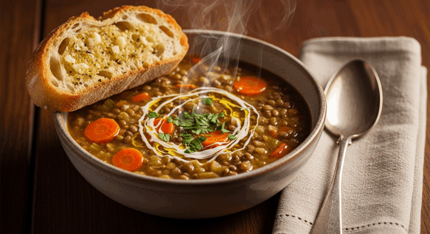 Traditional Lentil Soup With Bread