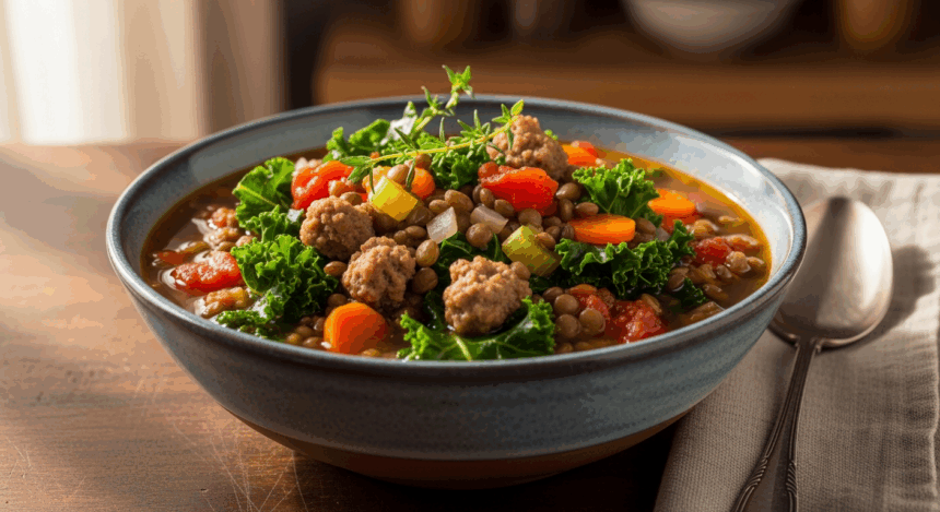 Kale Sausage Lentil Soup Recipe