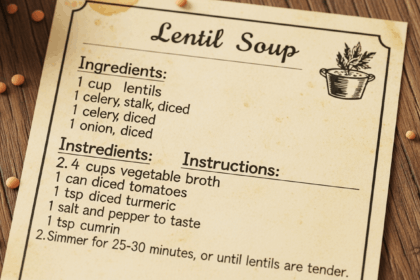 Handwritten Lentil Soup Recipe Card
