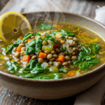 Green Lentil Soup With Spinach