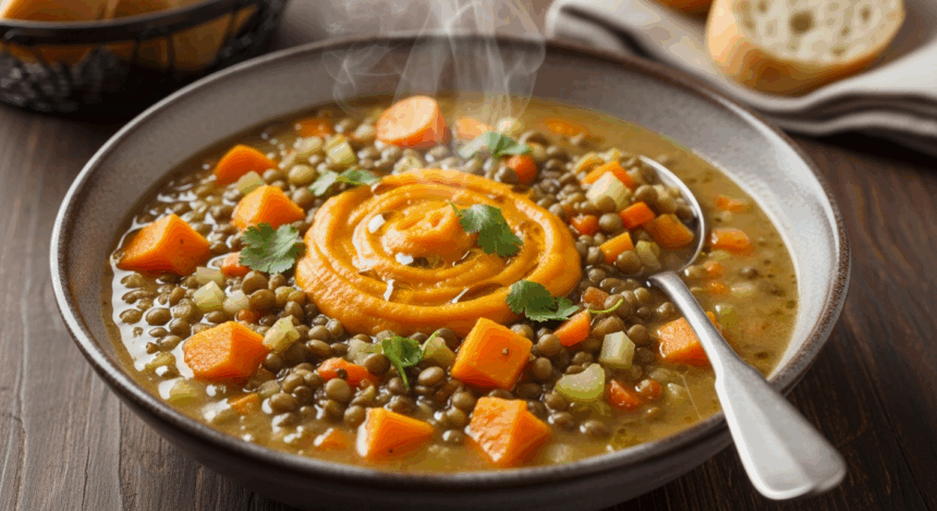 Butternut Squash Green Lentil Soup