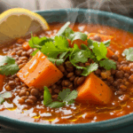 Moroccan Sweet Potato Lentil Soup