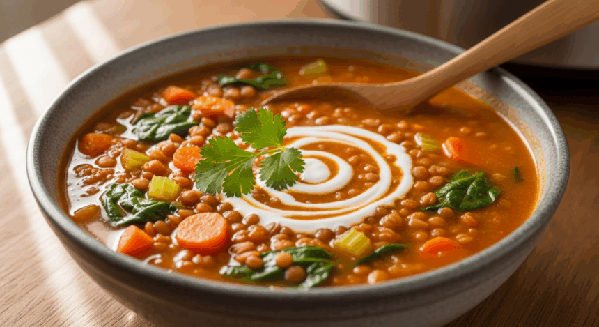 Slow Cooker Curried Lentil Soup