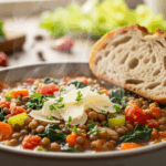 One Pot Lentil & Vegetable Soup With Parmesan